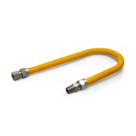 Flextron Gas Line Hose 5/8'' O.D.x30'' Len 1/2" FIPxMIP Fittings Yellow Coated Stainless Steel Flexible FTGC-YC12-30C